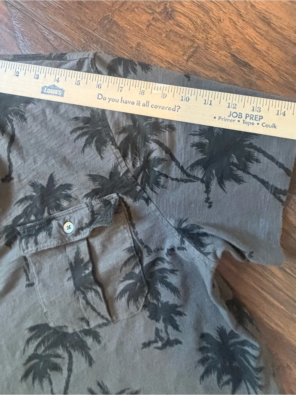 J. Crew Men's Grey Casual Polo Tropical Palm Tree Print Pocket Front